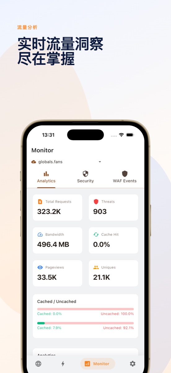 CF Dash 流量分析图表与每日细分
